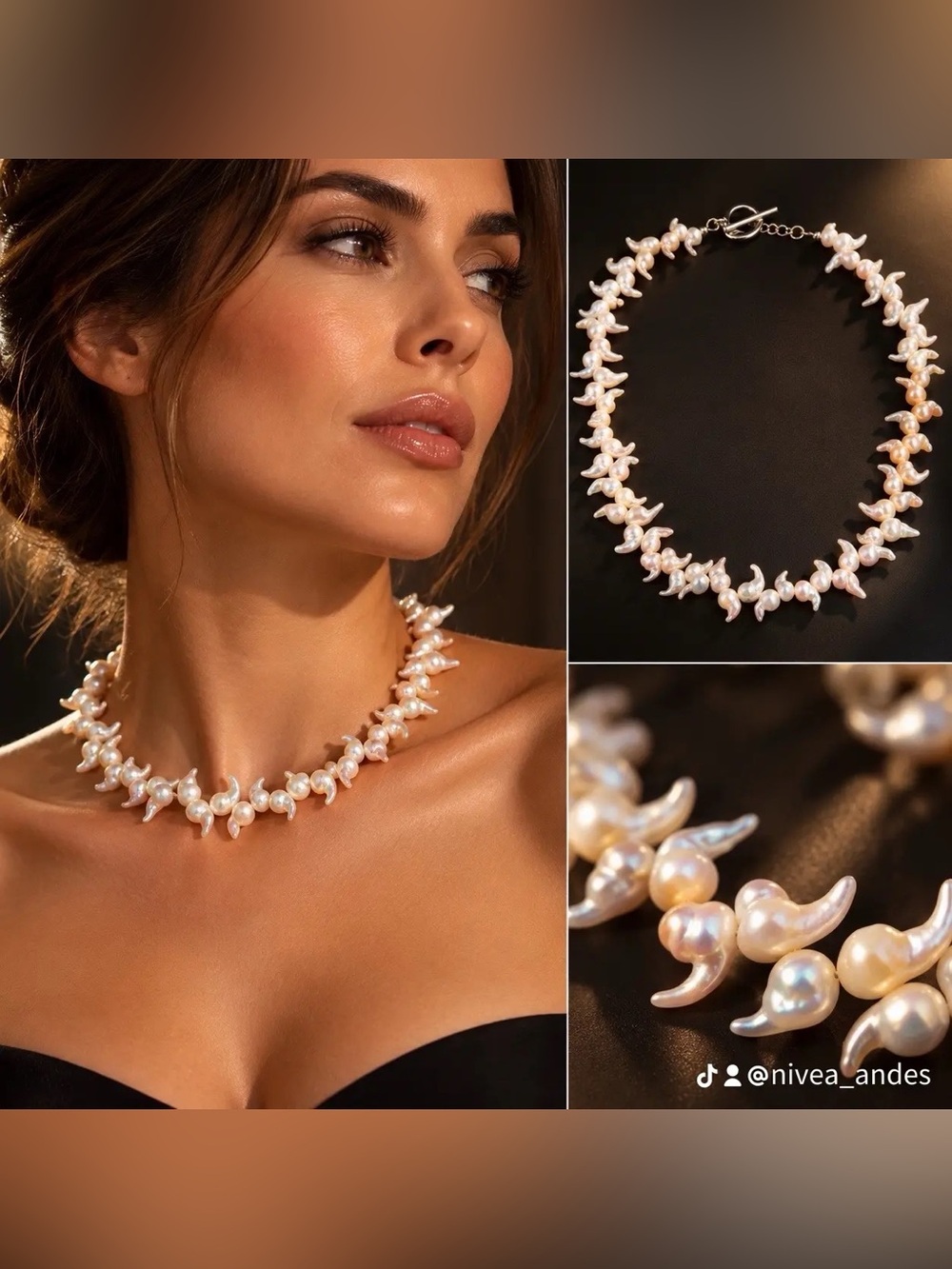 Chilli peppers hite Baroque Pearl Choker Necklace